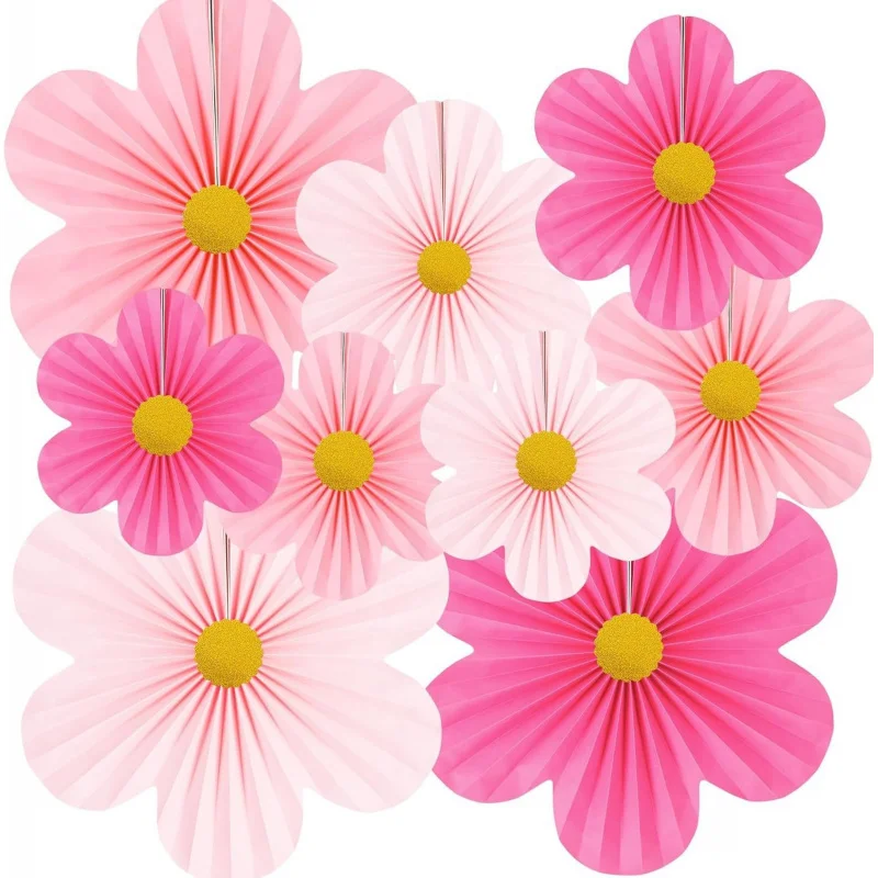 Paper Fan Flowers Decor For Valentines Day Birthday Party Classroom Mall Window Hanging Decor Girls Bedroom Ornaments