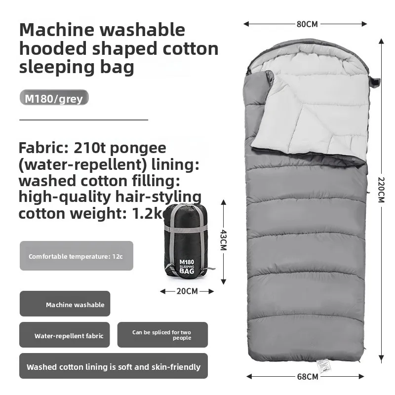 Sac de couchage enveloppant en coton lavable quatre saisons, design modulable, doux pour la peau, portable et chaud, idéal pour le camping en plein air
