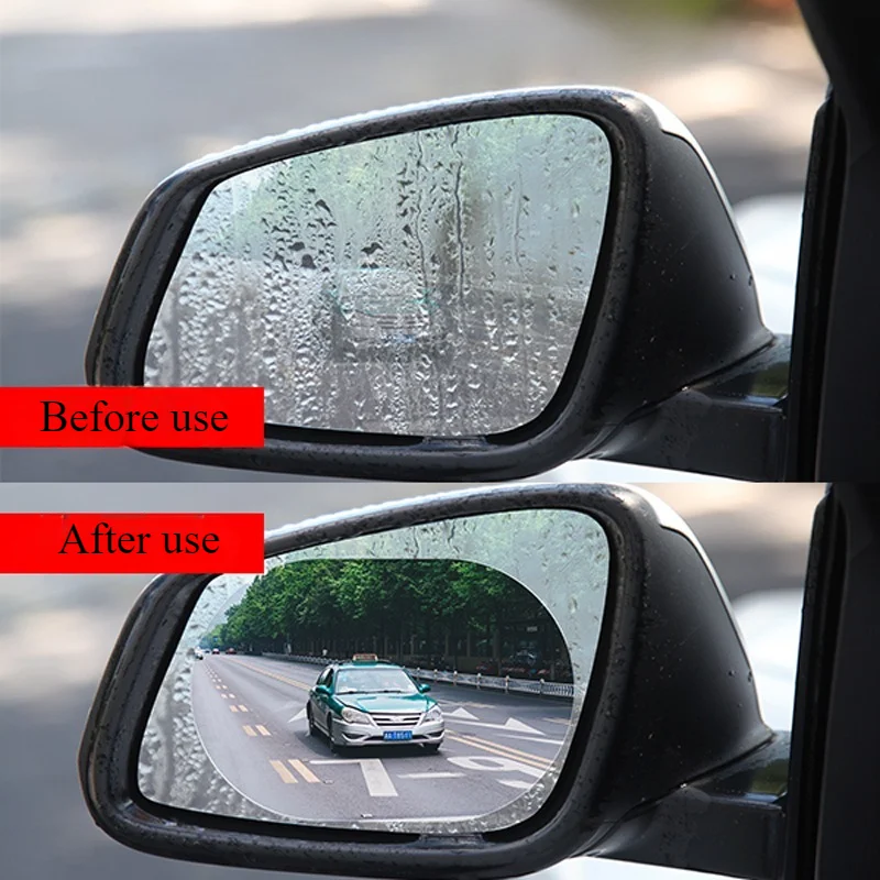 Car Rearview Mirror Protective Film Anti Fog Membrane Anti-Glare Waterproof Rainproof Car Sticker Clear Film 2pcs