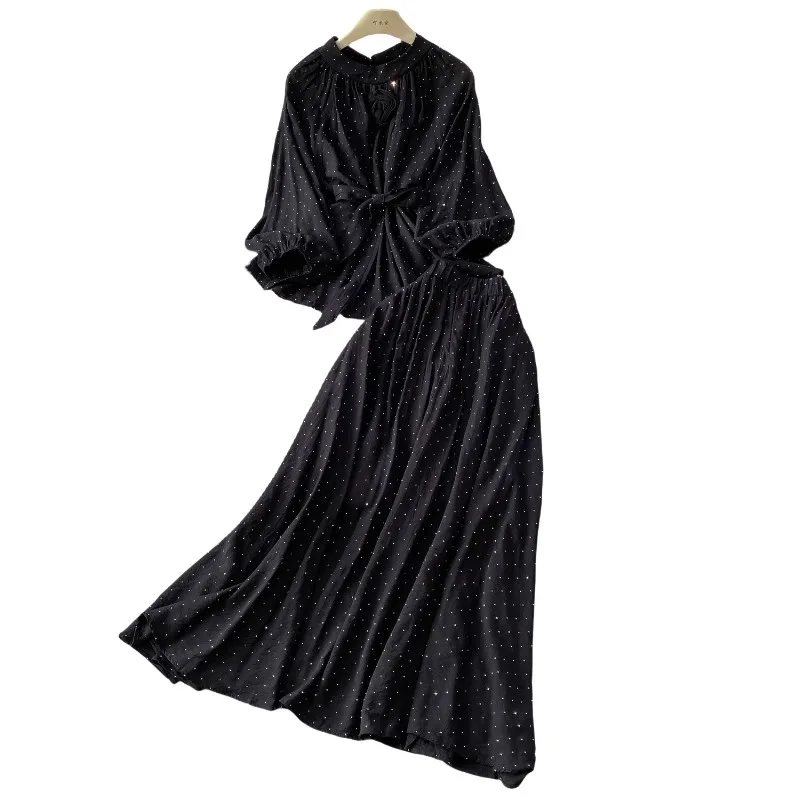 SuperAen الوردي ثلاثي الأبعاد زهرة س الرقبة الخصر الماس الأعلى الصيف عالية الخصر ألف خط تنورة طويلة قطعتين مجموعات