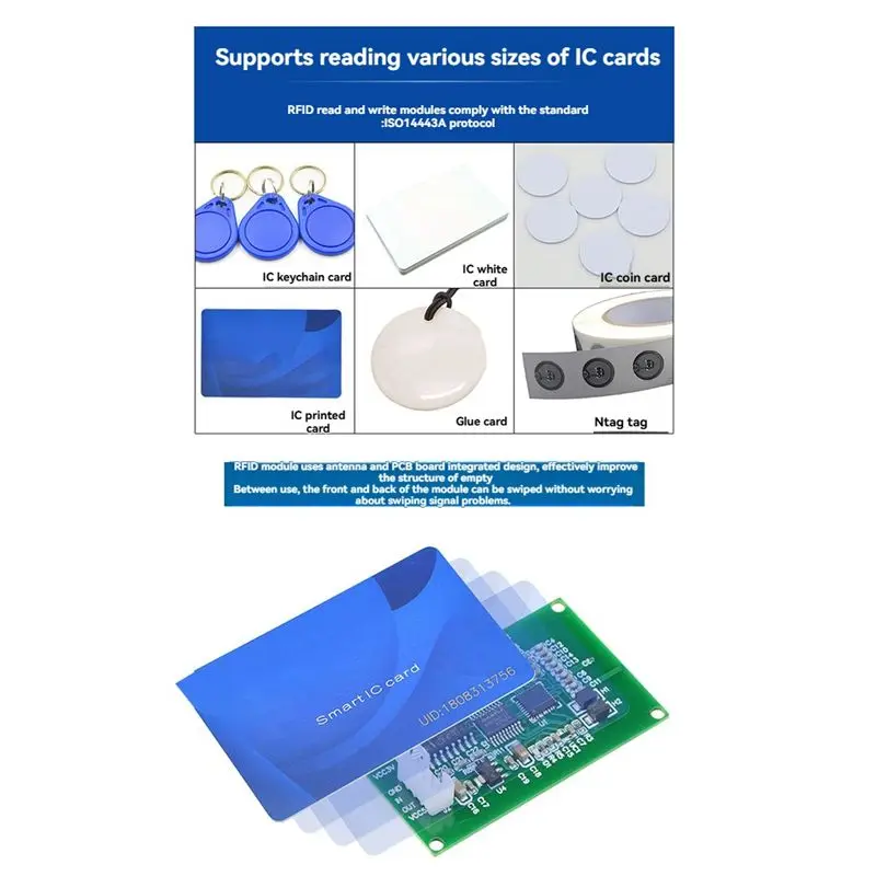 RFID Reader Writer Module 13.56Mhz IC Card Reader S50 Card Reader ISO14443A RS232 Support Window Linux System