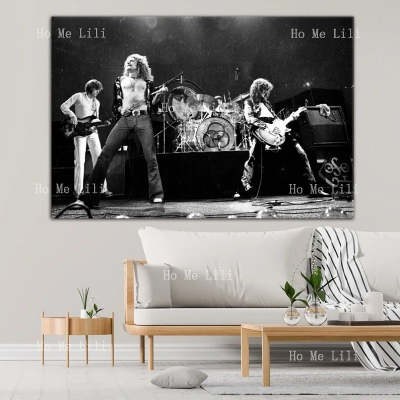 Jimmy Page Robert Plant Black White 1970s Music Band Wall Art And Home Decor Canvas Print Poster