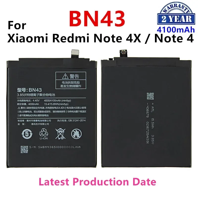 

100% Orginal BN43 Battery 4000mAh For Xiaomi Redmi Note 4X / Note 4 global Snapdragon 625 High Quality BN43 Battery