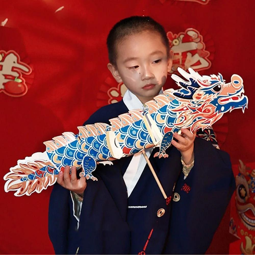 Chinese Dragon Dance Lantern Handmade Blessing Handheld Dragon Lantern Traditional LED Lantern Toys School Project