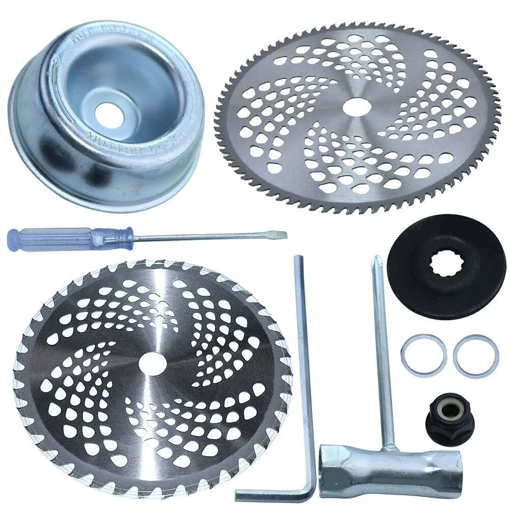 Carbide Tip Brush Cutter Trimmer Blades Kit With Universal Adapter 10