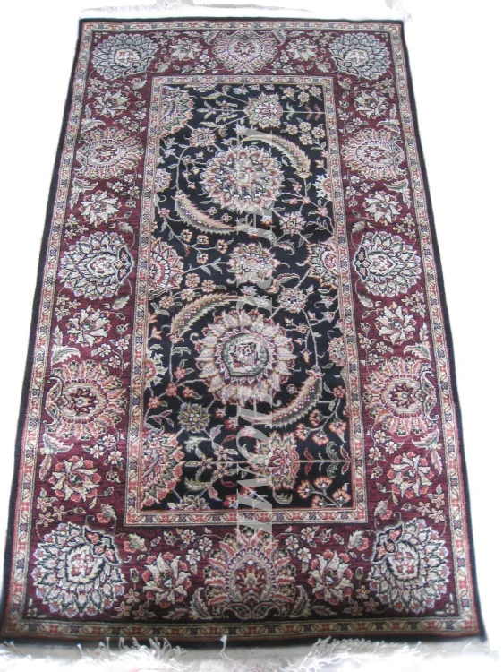 Free shipping 3'X5' 160 Line Persian carpet, Hand knotted persian rug, wool and silk, mixed dyed yarns