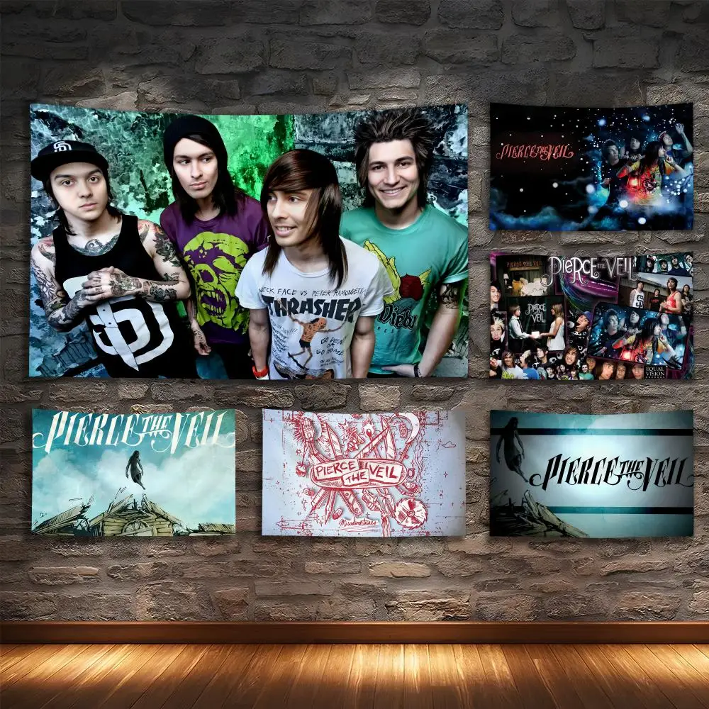 

P-PIERCE THE VEIL Rock Tapestry Custom Living Bedroom Party Dormitory interior Wall bohemian Decoration Attached clip