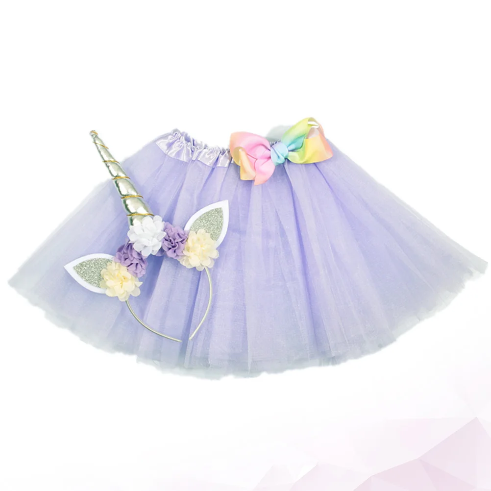 

Unicorn Headwear and Dress Girls Fairy Costumes Outfits Halloween Child Kids Clothes