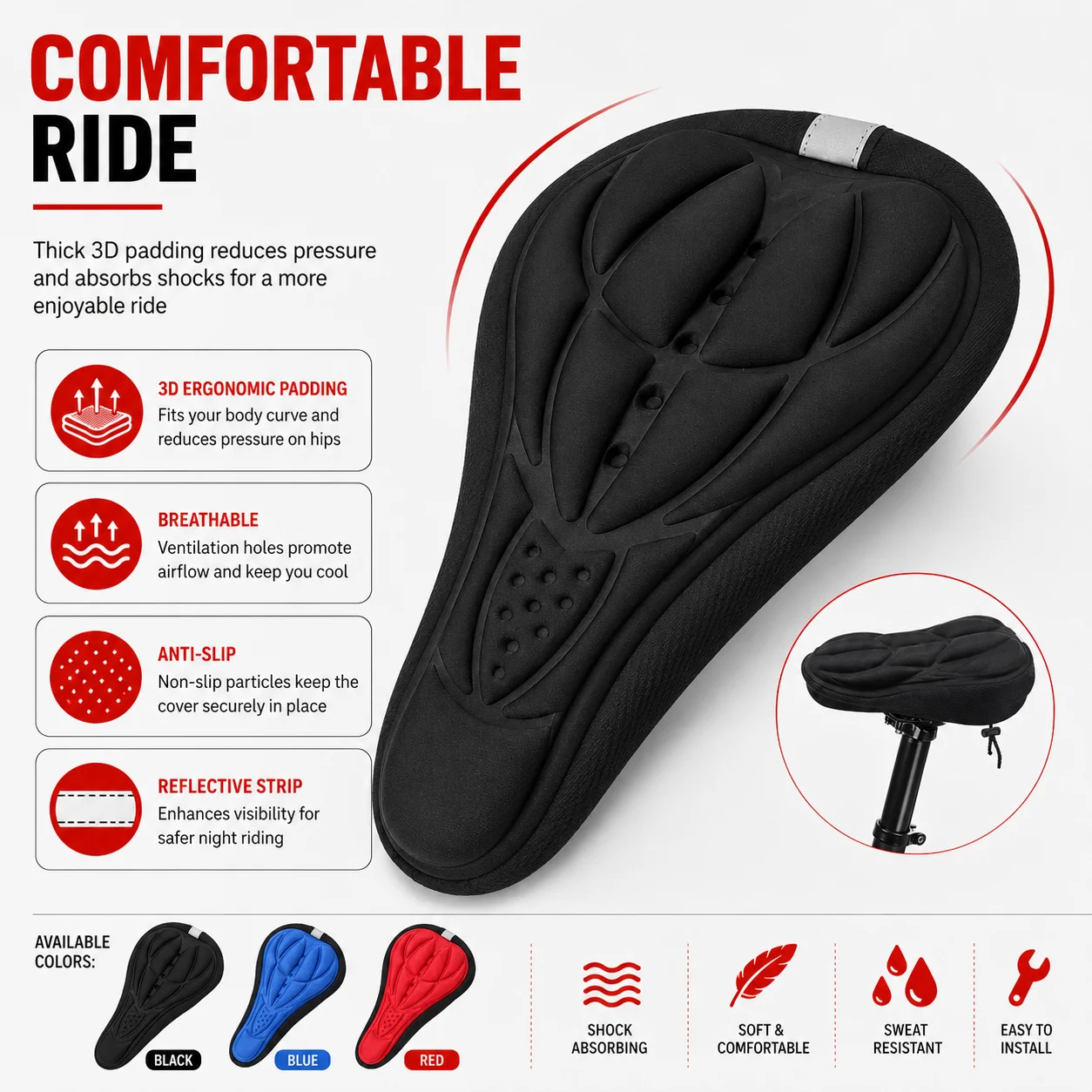 PINMOAP Bike Saddle Cover Bicycle Seat Cushion Pad Soft Padded Waterproof Cycling Seat Cover For Mtb Road Home Bike Accessory