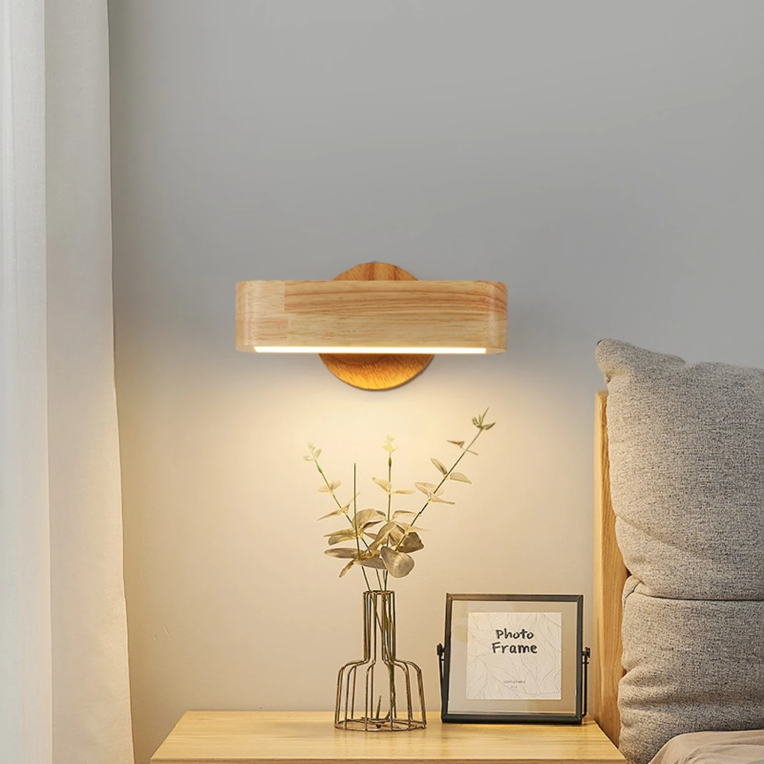 

New Stylish and Elegant Wooden Wall Lamp for Cozy Transformation of Living Room: Modern Circular Night Light perfect for Childre