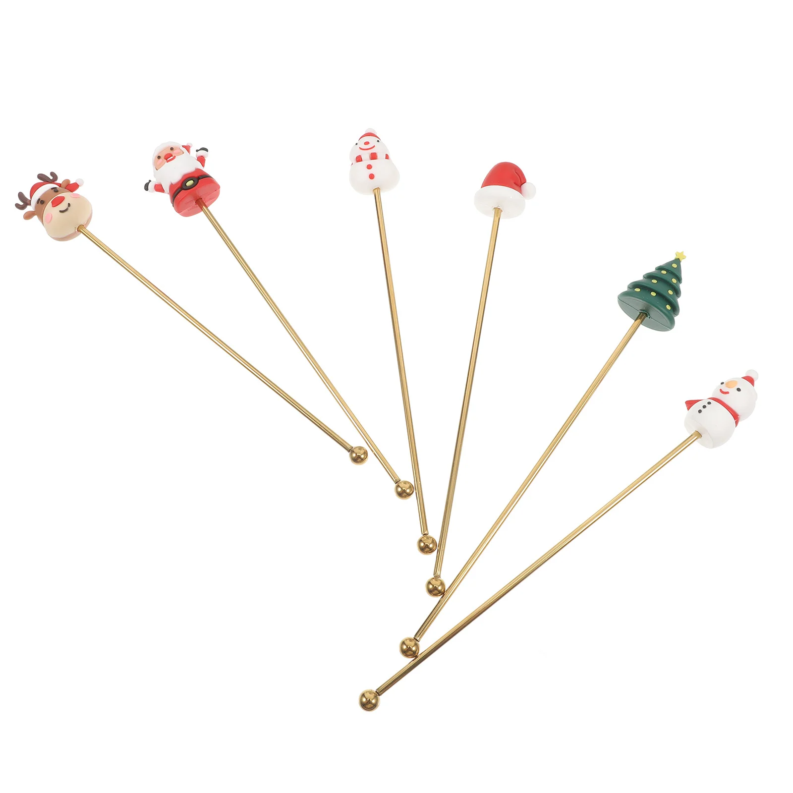 

6Pcs Metal Coffee Stirrers Reusable Christmas Design Stirring Rods for Tea Cocktail Beverages Party Holiday Decoration