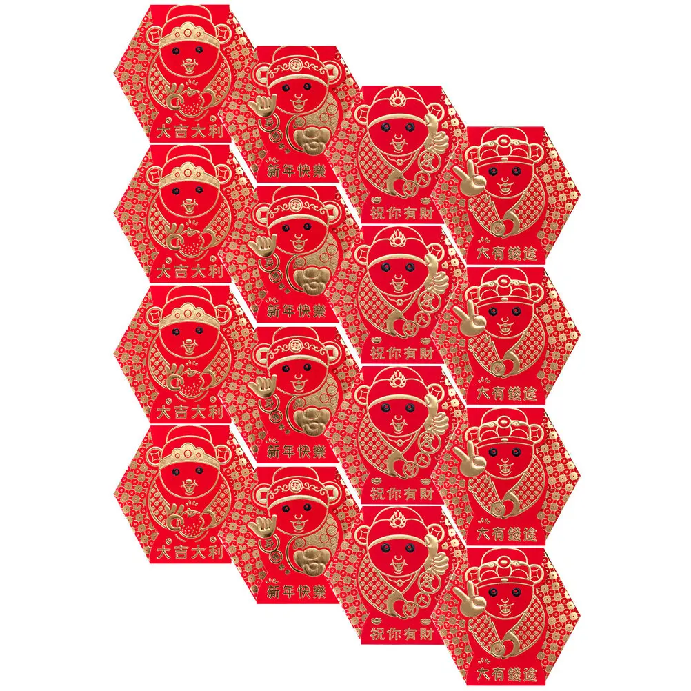 

16Pcs Chinese Hongbao Red Envelopes Traditional Paper Money Pouch for Birthday Wedding Baby Shower Cny Gift Giving