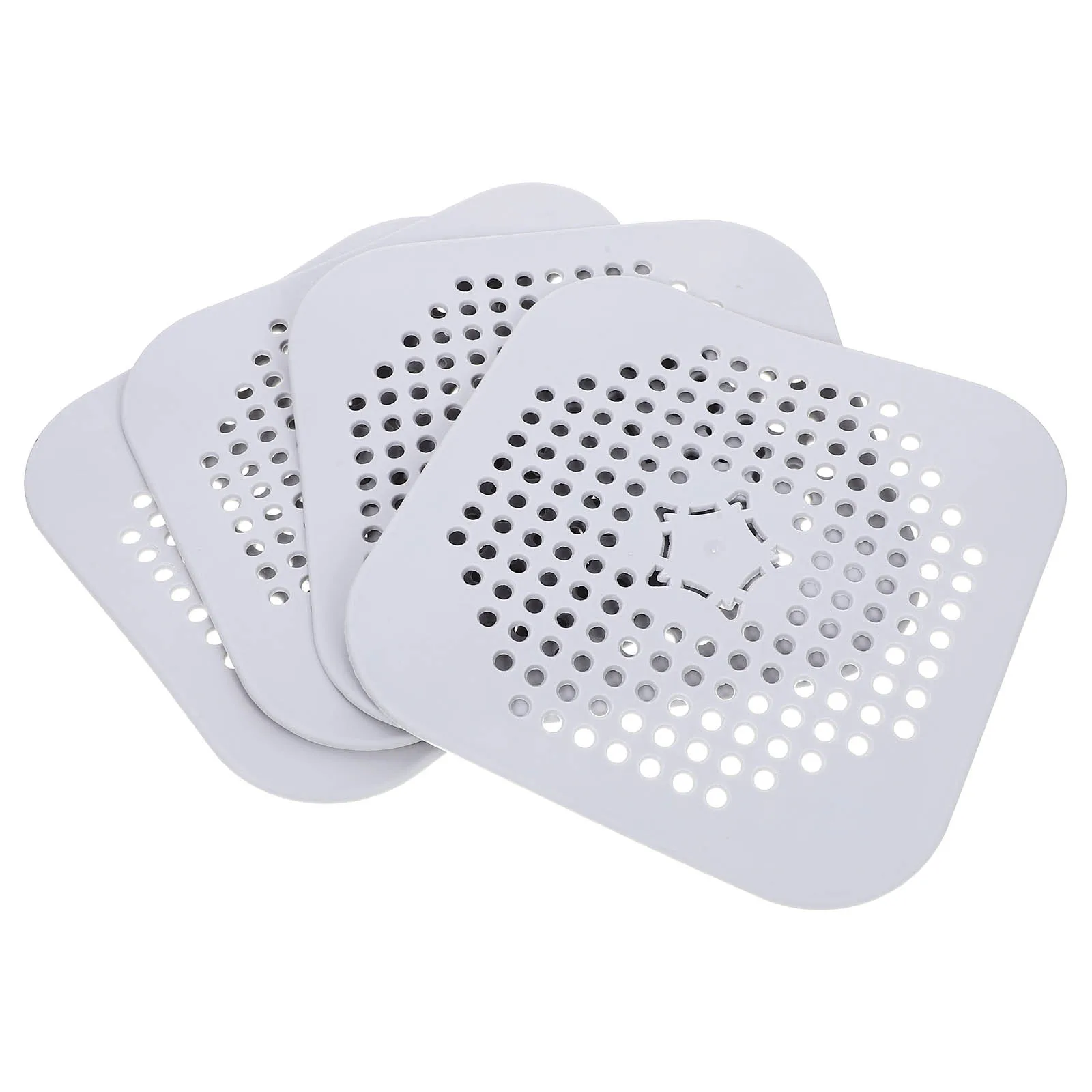 

4 Pcs Square Deodorizer Silicone Pad Catcher Silica Gel Shower Drain Hair Bathroom Collector