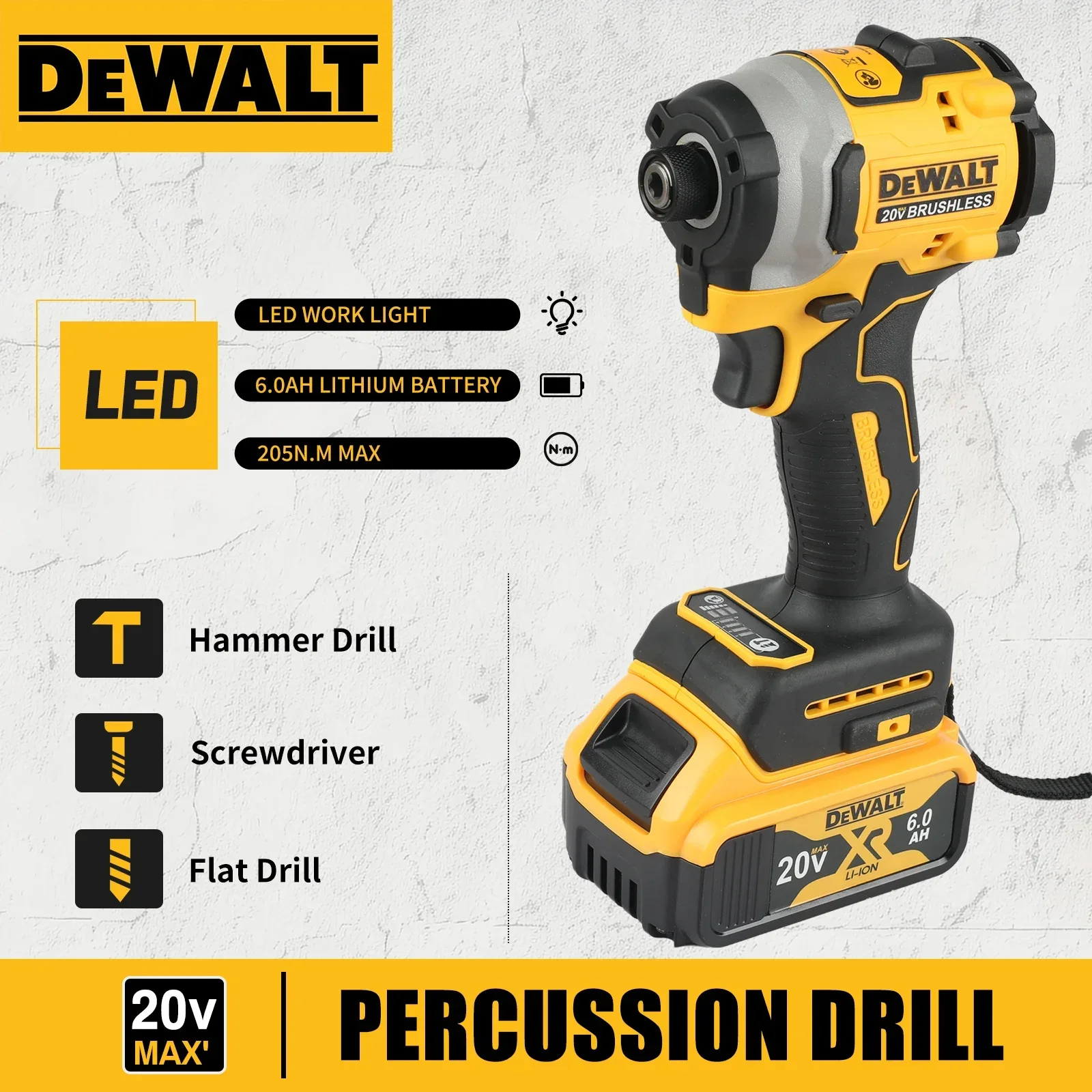 

DeWalt DCF850 Бесщеточная литий-ионная отвертка 20 В, дрель и электроинструмент для ремонта автомобилей