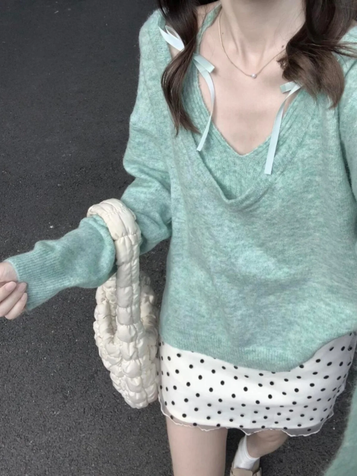 أوائل الربيع Mintenn محبوك قطعتين مجموعة المرأة طبقة قاعدة أعلى الحلو حار الجنية مثل ملابس داخلية طويلة Sve جولة Ne #4