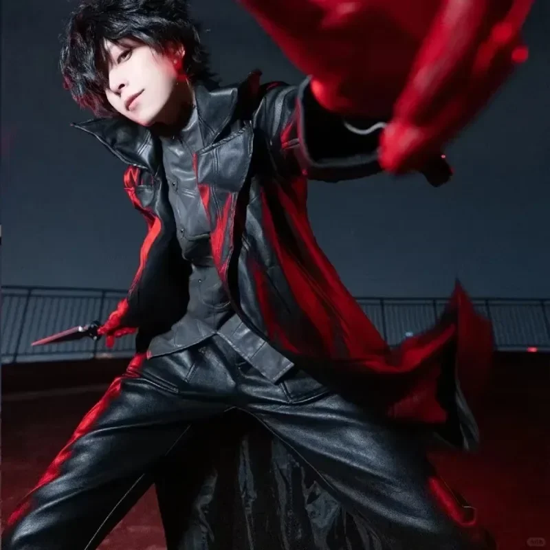 Game Persona Joker Ren Amamiya Cosplay Costume Leather Jacket Pants Gloves Full Set Party Anime Carnival Dress Up Adult Outfit