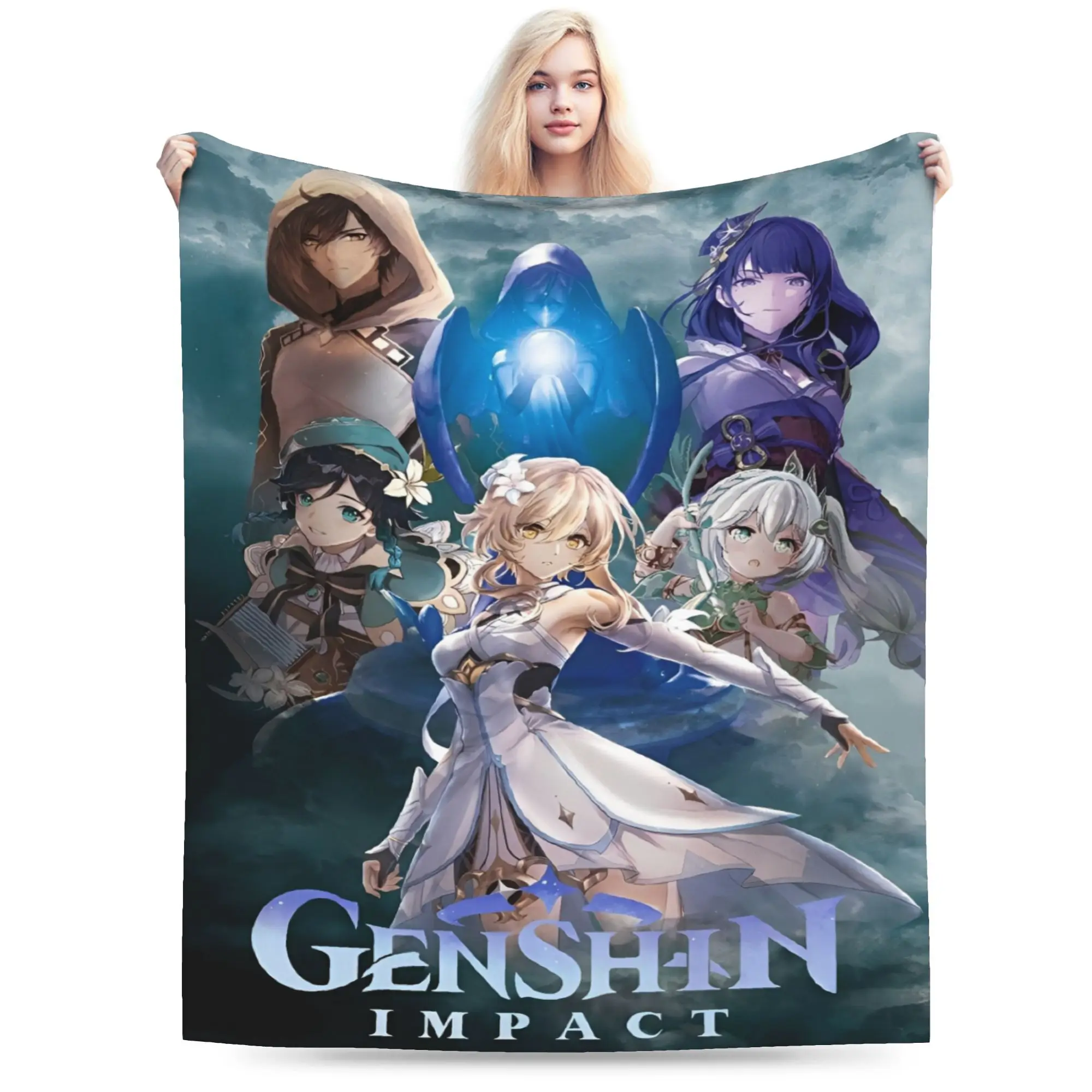 genshin impact game Merch Blankets Ultra-Soft Flannel  Throw Blanket Comfortable Plush Thin Quilt