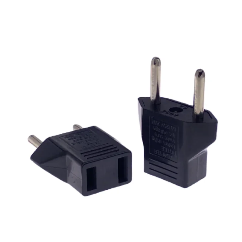 Universal US To EU Plug USA To Euro Europe Travel Wall AC Power Charger Outlet Adapter Converter 2 Round Socket Input Pin image 2