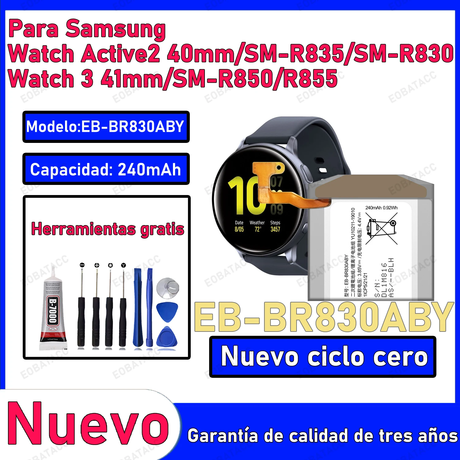 

100% новый аккумулятор с нулевым циклом EB-BR830ABY для часов Samsung active2 40 мм/SM-R835/SM-R830/Watch 3 41 мм/SM-R850 Smart Watch Bateria