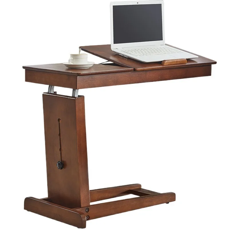 bedside table, solid wood laptop table, small apartment bedroom foldable mobile lift bed desk