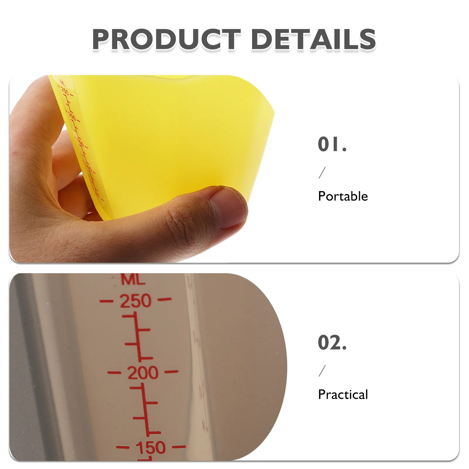 3Pcs Silicone Measuring Cups Set 250Ml Foldable with Clear Scale for Baking Cooking Liquids Chocolate Melting Microwave Safe