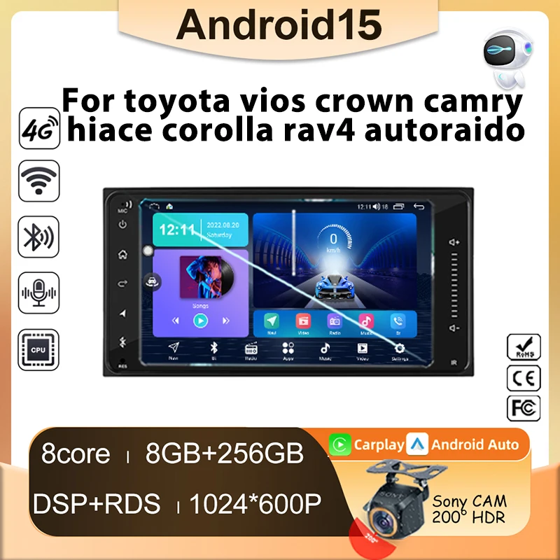 

Android For toyota vios crown camry hiace corolla rav4 autoraido Player 2din DVD Stereo Head Unit GPS Navigation HDR QLED Screen