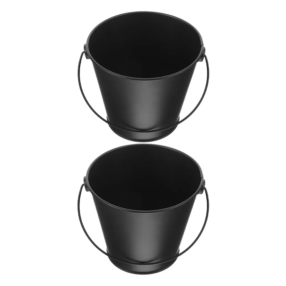 2Pcs Heavy-Duty Iron Grill Drip Bucket for Bbq Grease Collection High-Heat Resistant Smoke-Reducing Compact Reusable Metal