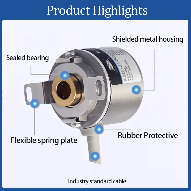 GOOD K35 5000ppr 8mm Hollow Shaft HTL TTL Optical Incremental Rotary Encoder Push Pull Switch IP50 Spring Plate Mount Cable HENG