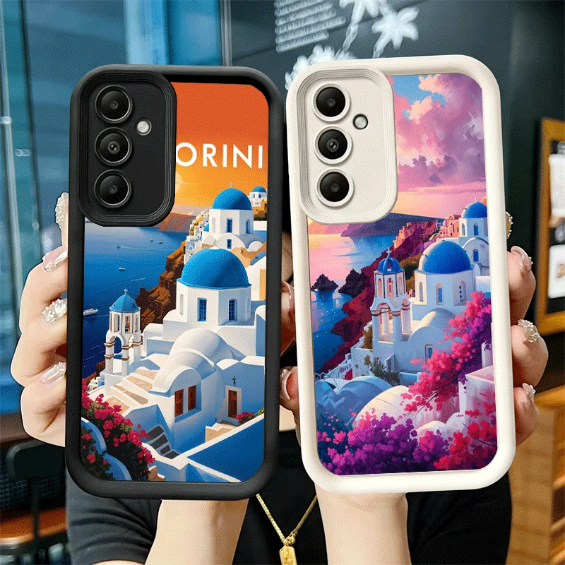 Phone Case for Samsung Galaxy A17 A16 A15 A14 A13 Santorini Greece Summer A56 A36 A26 A55 A35 A25 A54 A34 A24 A53 A33 A23 A07 A0