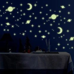 Luminous Stars Moon Planets Wall Stickers Glow in the Dark Starry Sky for Home Kids Bedroom Living Room Bathroom Decoration