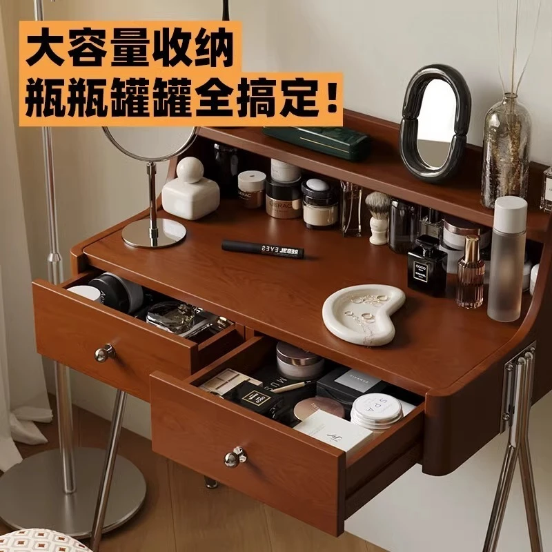 Nordic solid wood vanity vanity, vintage solid wood bedroom vanity table, French vintage style
