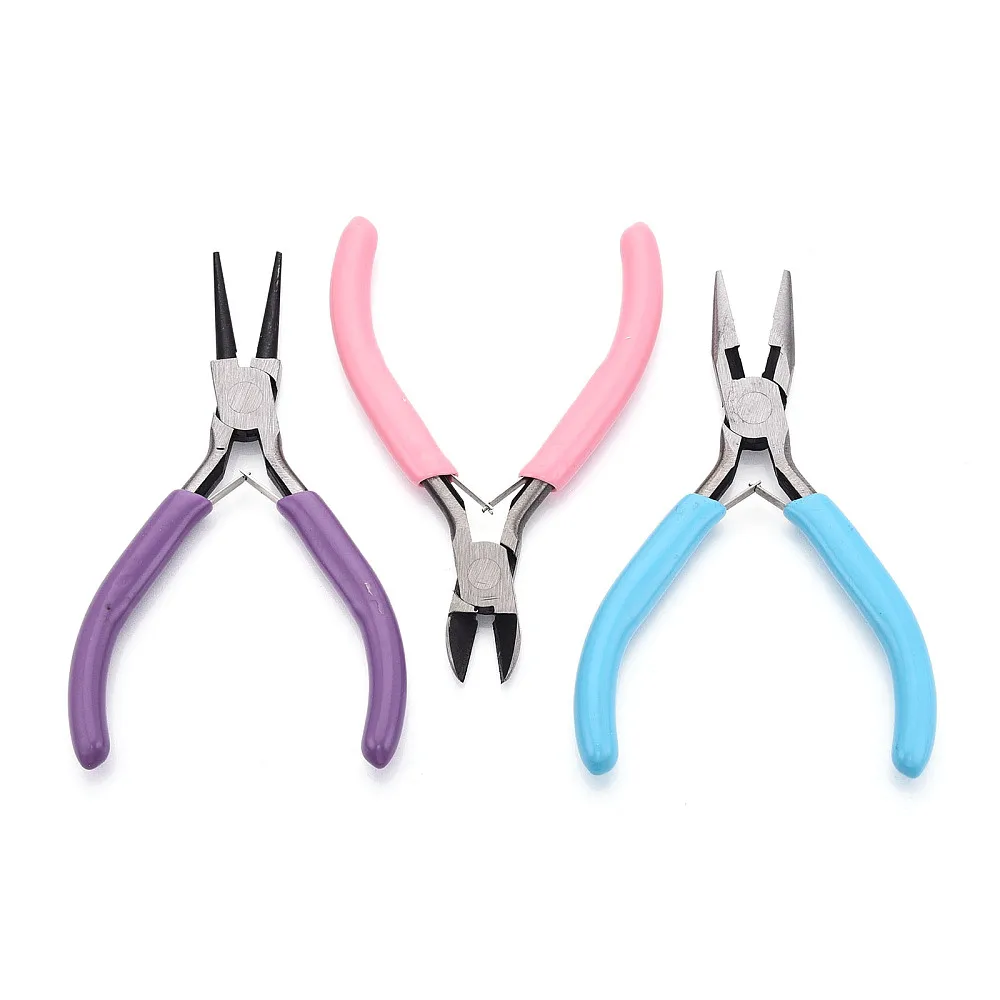 3pcs Jewelry Pliers Set Round Nose Plier Side Cutter Needle Nose Wire Cutter Plier for Jewelry Making Beading DIY Craft Tool