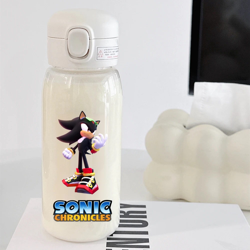 Sonic The Hedgehog 600ml Transparent Plastic Straw Water Bottle Portable Outdoor Sports Childrens Leak Resistant Drink Water Cup