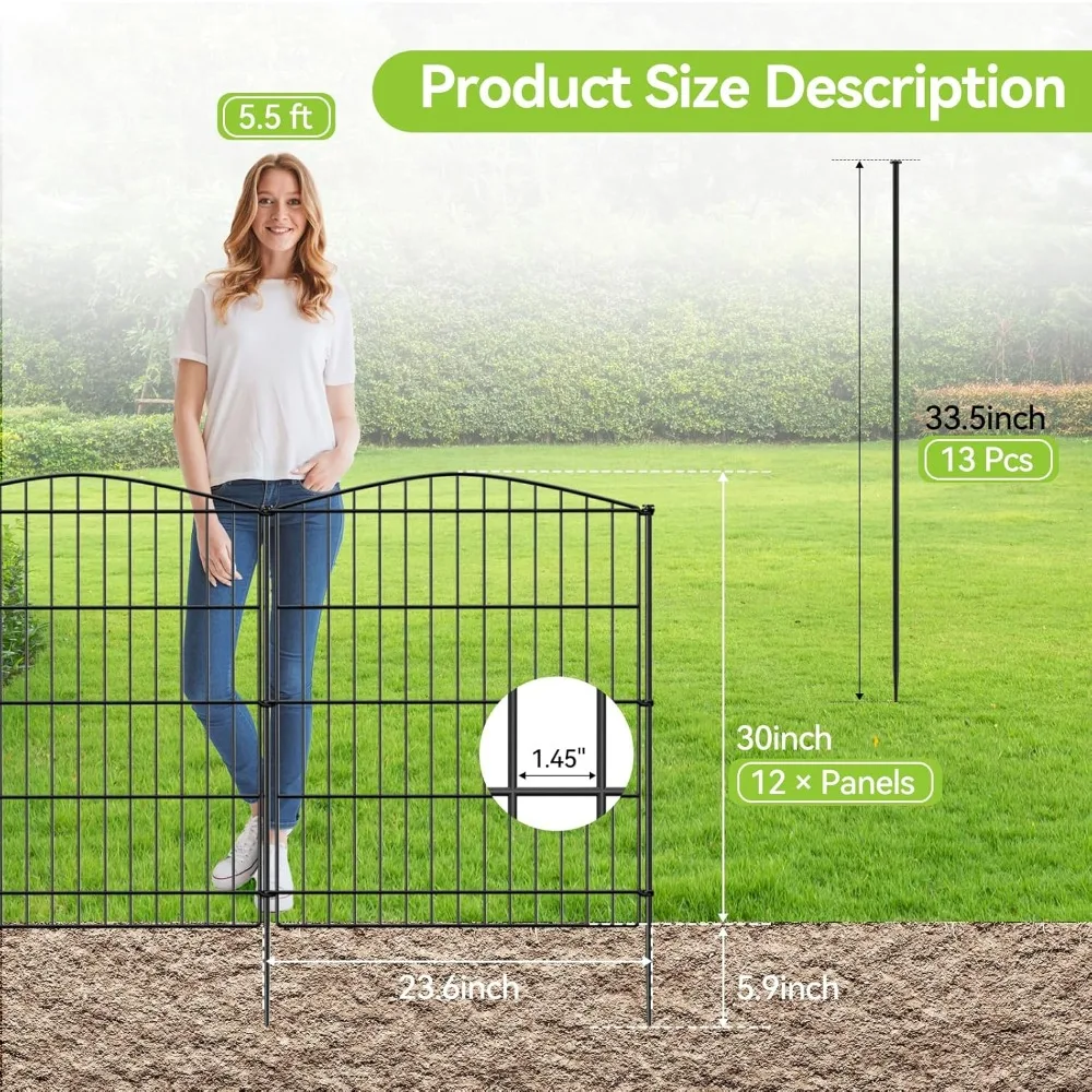 

Decorative Garden Fence 12 Panels Garden Fences with 12 Panels Rustproof Metal Wire No Dig Animal Barrier