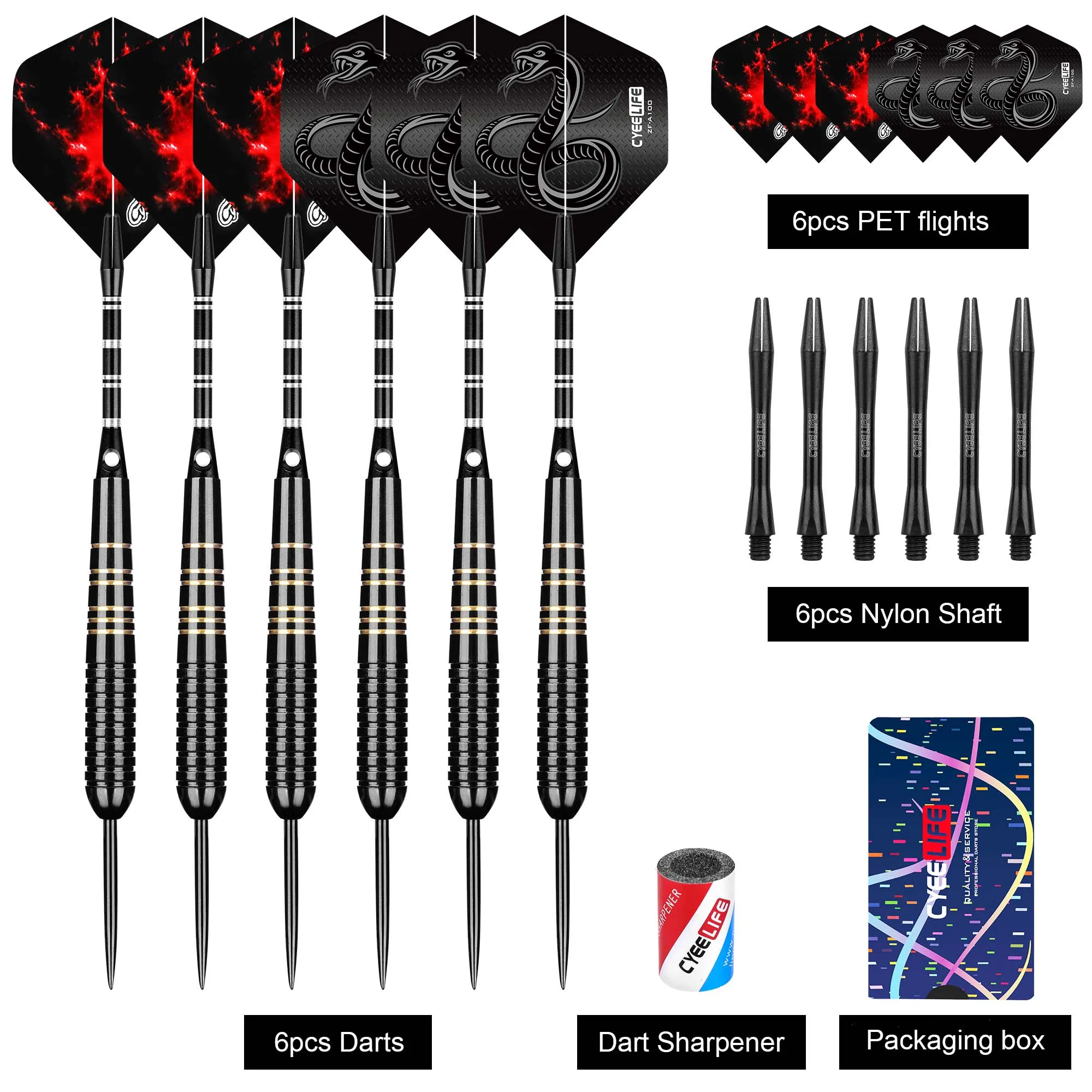 CyeeLife-Professional Dart Set, Agulha de Aço Duro, Cobre Puro, Entretenimento ao ar livre, Resistente a Quedas, 23g, 6 Pcs, 9 Pcs, 12Pcs