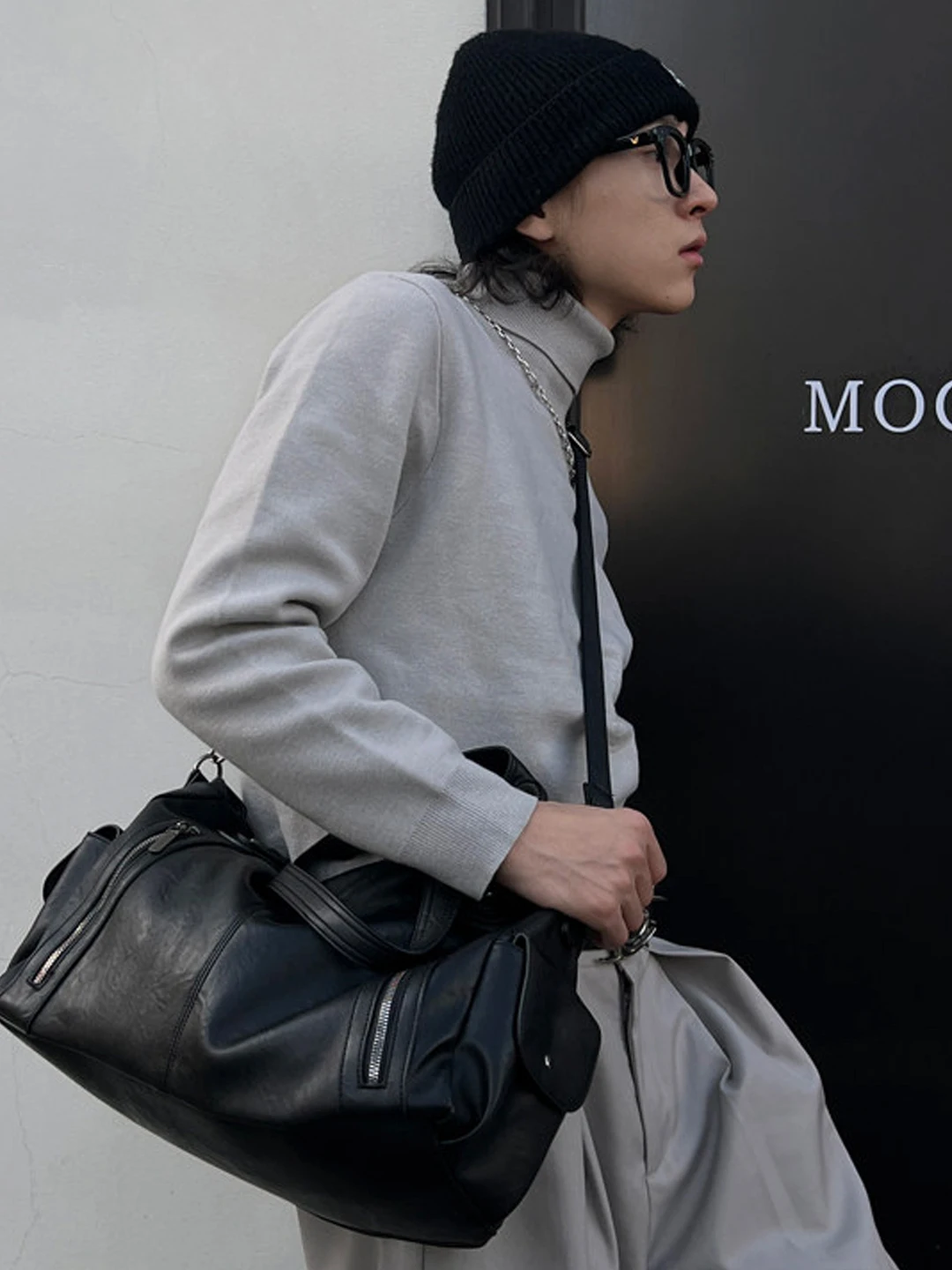 NIN Design Underarm Large Capacity Tote Street Style Unisex Crossbody Bag Dark Series Korean Fashion Single Shoulder Bag