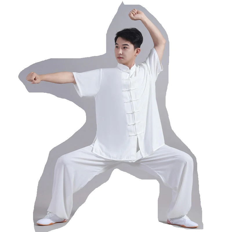 Uniforme de Tai Chi, tendencia tradicional china, traje de Wushu Kungfu, Color blanco, ropa de artes marciales Wing Chun, ropa de ejercicio matutino