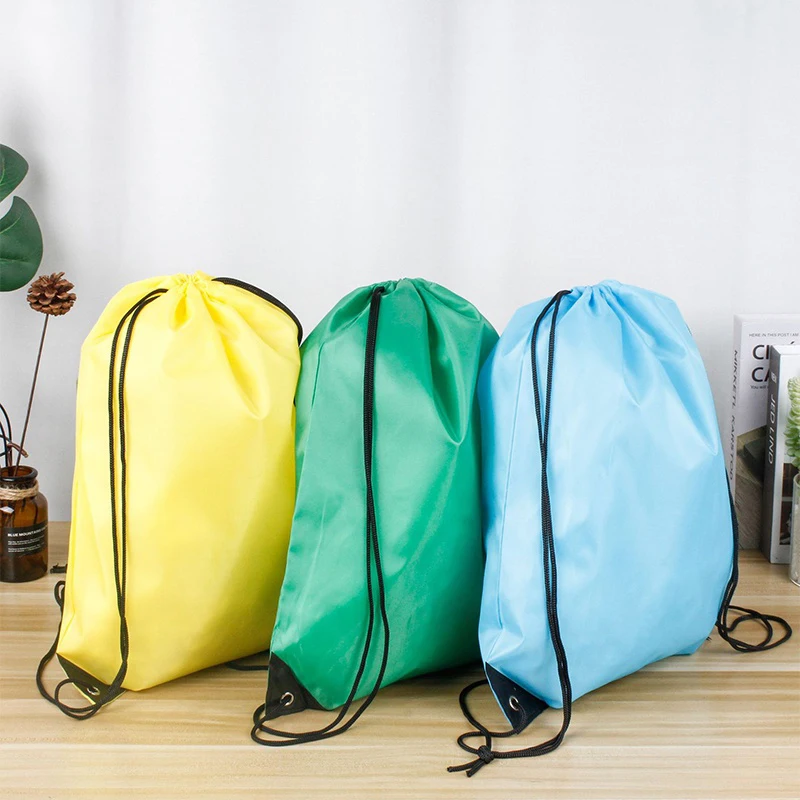 1PCS Unisex Polyester Drawstring Bag Sport Waterproof Backpack Bundle Pocket for Men Women Student Rucksack Bag Swimming School