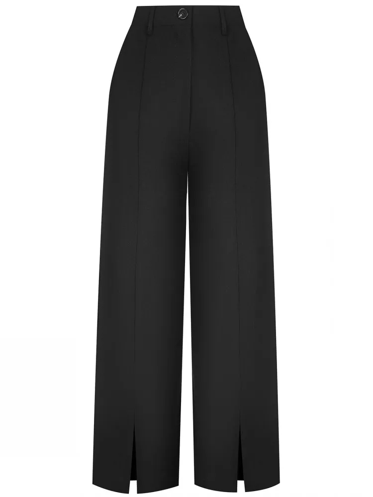Shirring Casual Wide Leg Pants Women High Waist Street Basic Loose Sweat Trousers Korean Retro Gray Office Y2K Lady Pants