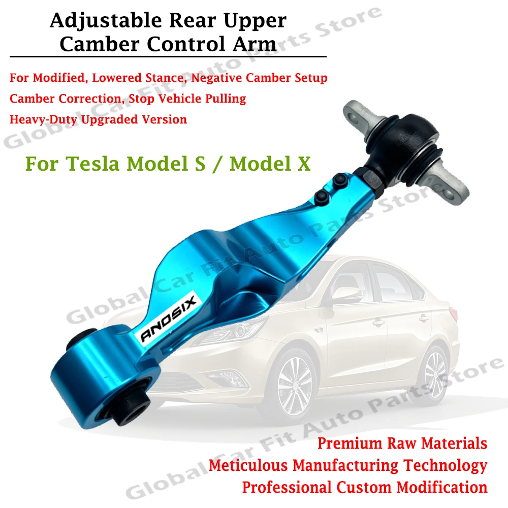 Adjustable Rear Upper Camber Control Arm For Tesla Model S / Model X Forged Aluminum Fix Uneven Inner Tire Wear