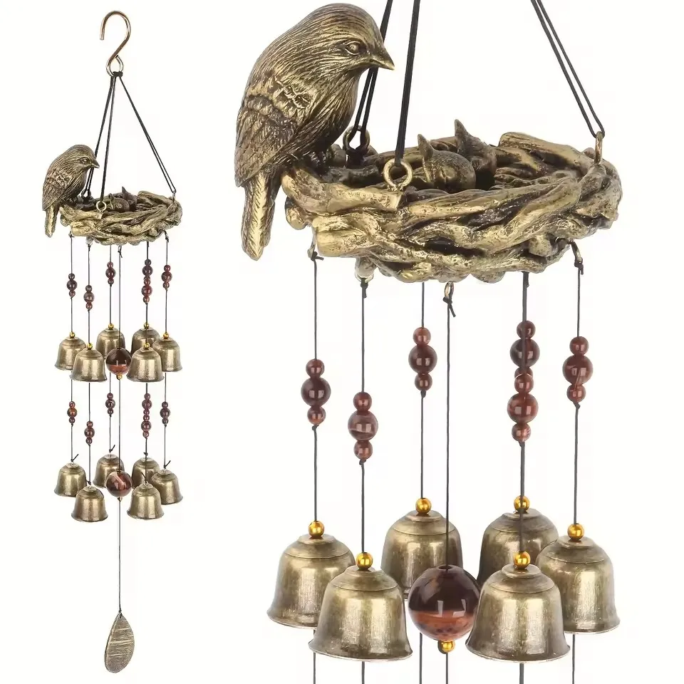 Bird Nest Wind Chimes Wind Chimes For Outside With 12 Wind Bell For Glory Mothers Love Gift Bird Bells Chimes Hanging Decoration