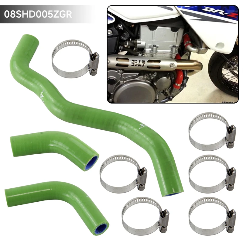 Silicone Radiator Coolant Hose + CLAMPS  for SUZUKI DRZ400S/DRZ400SM Drz400SL 2002-2011 GREEN