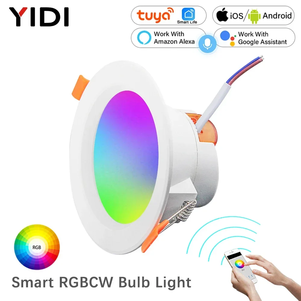 LED WiFi Smart Downlight Dimming Round Spot Light 7W RGB Color Changing 2700K-6500K Warm Cool light Work with Alexa Google Home