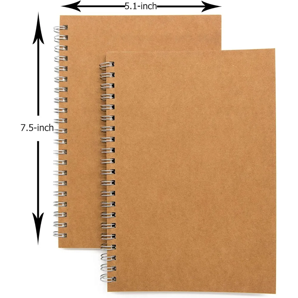 Soft Cover Spiral Notebook Diary 2 Pack, Blank Sketchbook, Wired Binding Notepad Diary Planner