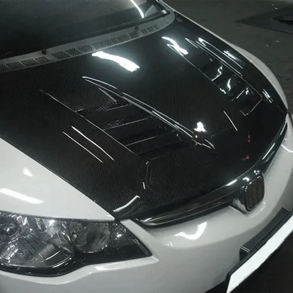 For Honda FD2 Civic 06-11 FD2R JS Style Carbon Fiber Vented Cooling Hood Bonnet