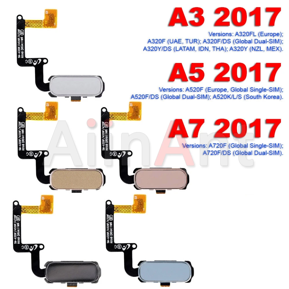 Aiinant Home Button Touch ID Fingerprint Sensor Flex Cable For Samsung Galaxy A3 A5 A7 A8 2016 2017 2018 A520 A710 A720 A750