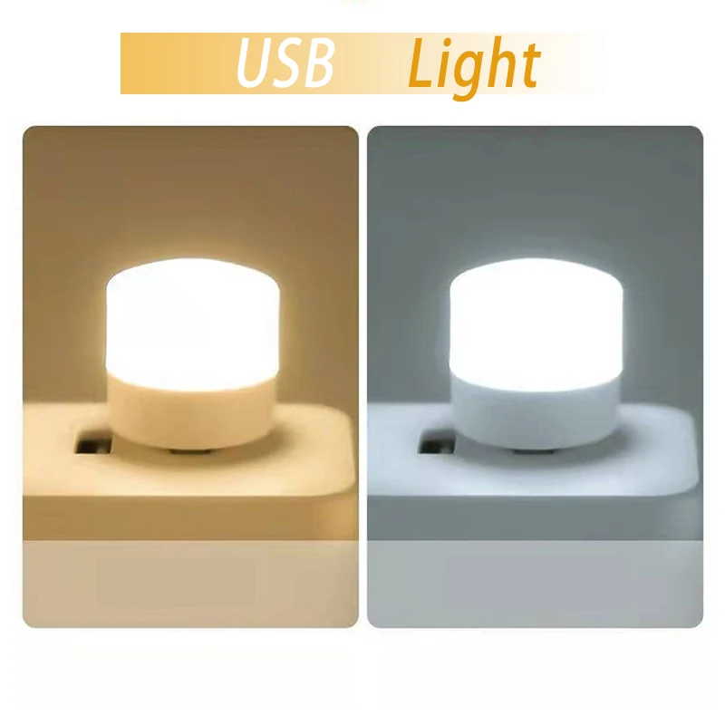 USB Night Light Mini Book Night Light USB Plug Lamp Power Bank Charging USB Book Lights Small Round Reading Eye Protection Lamps