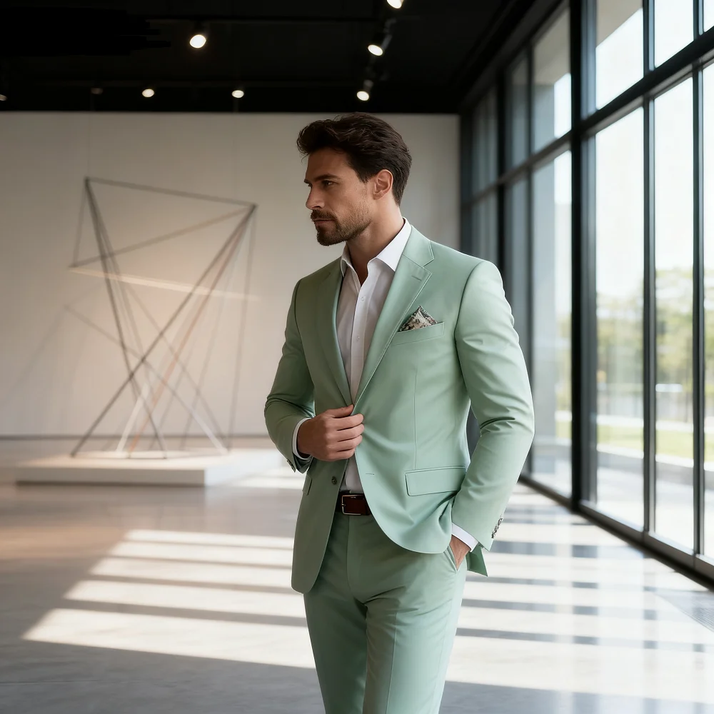 

Men's Slim Fit 2-Piece Wedding Tuxedo Business Suit Lapel Blazer Set for Party And Dance