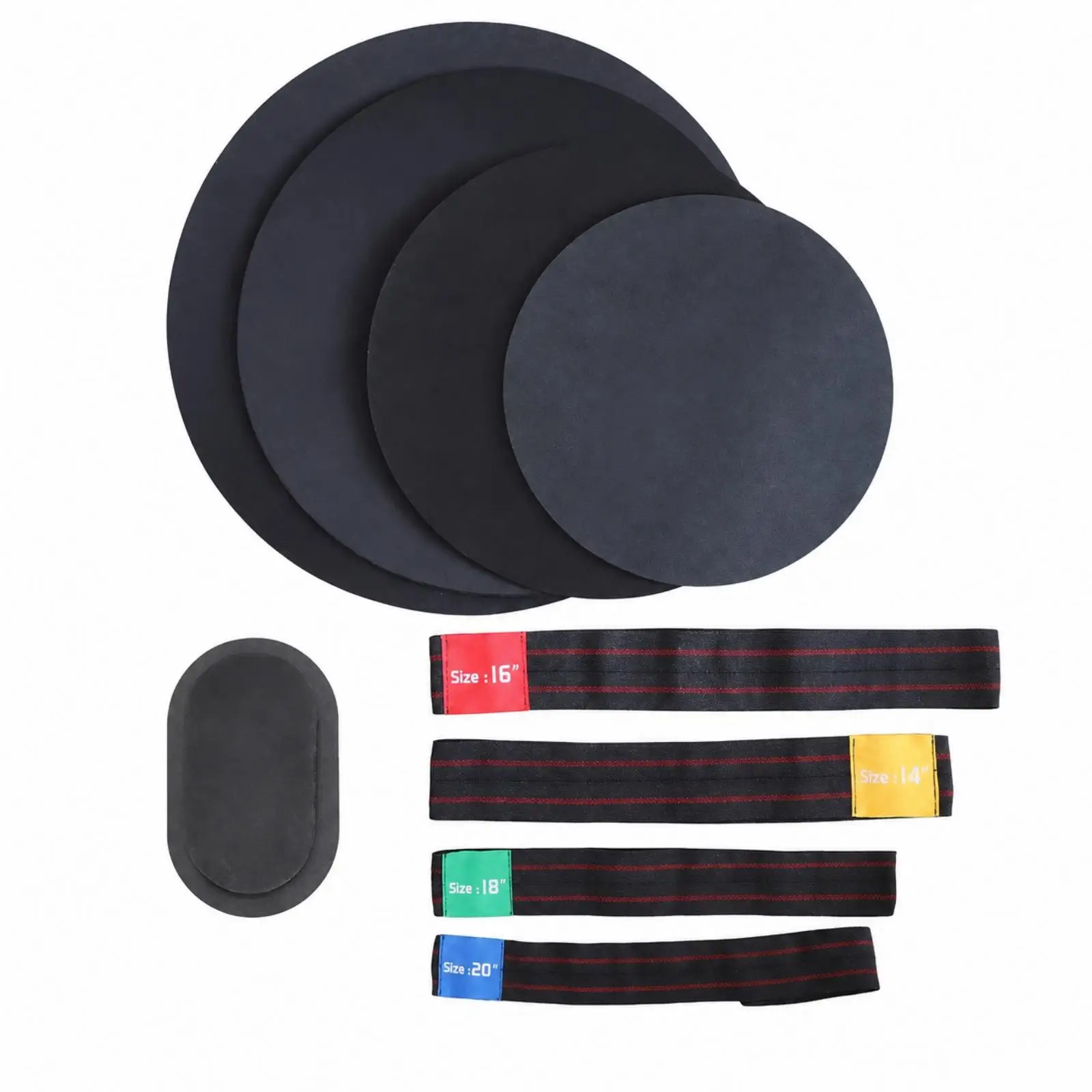 Noise Reduction Drum Pad Rubber Mute Set for Acoustic Drums with Cymbal Straps Tom Pads Bass Drum Cover