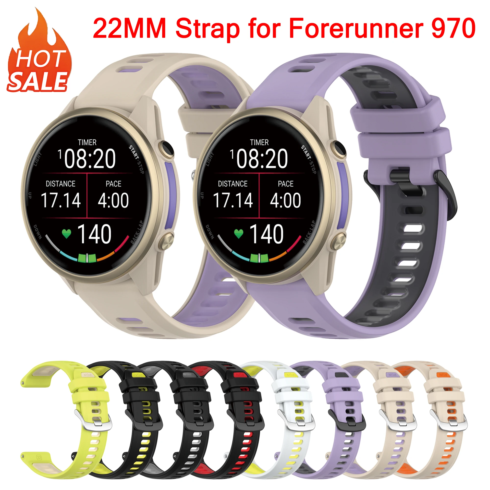 

22mm Silicone Band Strap For Garmin Forerunner 970 Watch Band Forerunner 965 955 945 935 745 Sports Strap Replacement Bracelet